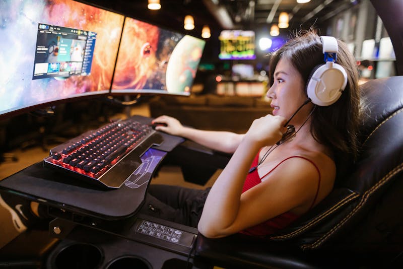 a woman playing computer games